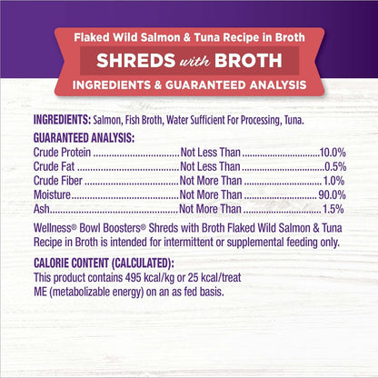 Wellness Bowl Boosters Shreds with Broth Flaked Wild Salmon & Tuna Recipe in Broth