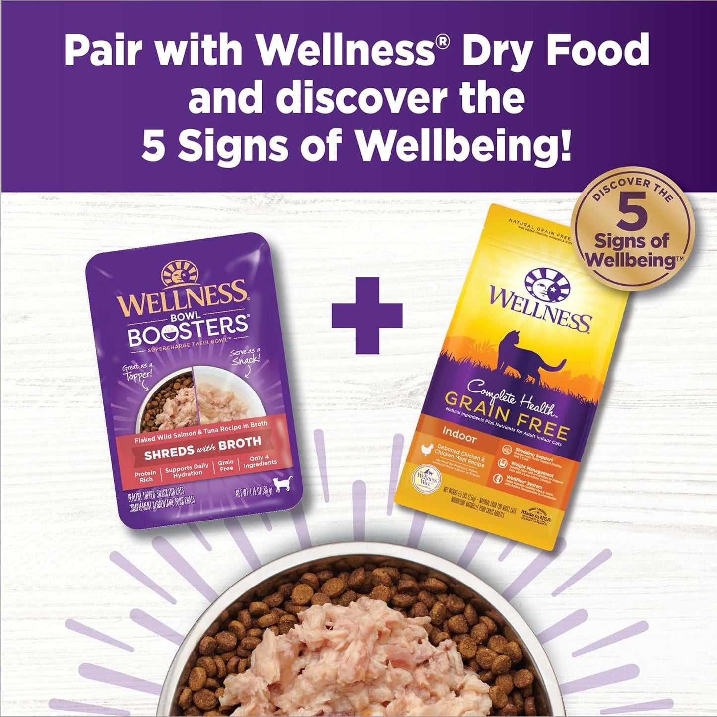 Wellness Bowl Boosters Shreds with Broth Flaked Wild Salmon & Tuna Recipe in Broth