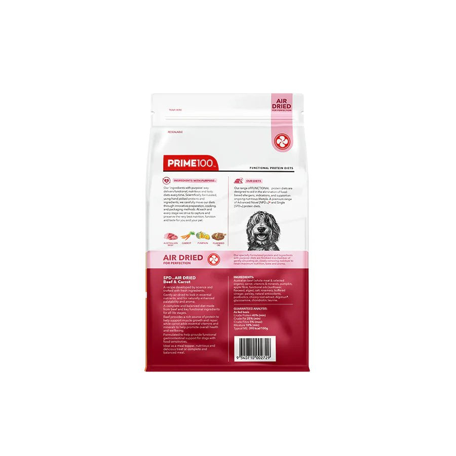 Prime100 SPD Air Dried Beef & Carrot for Adult Dogs