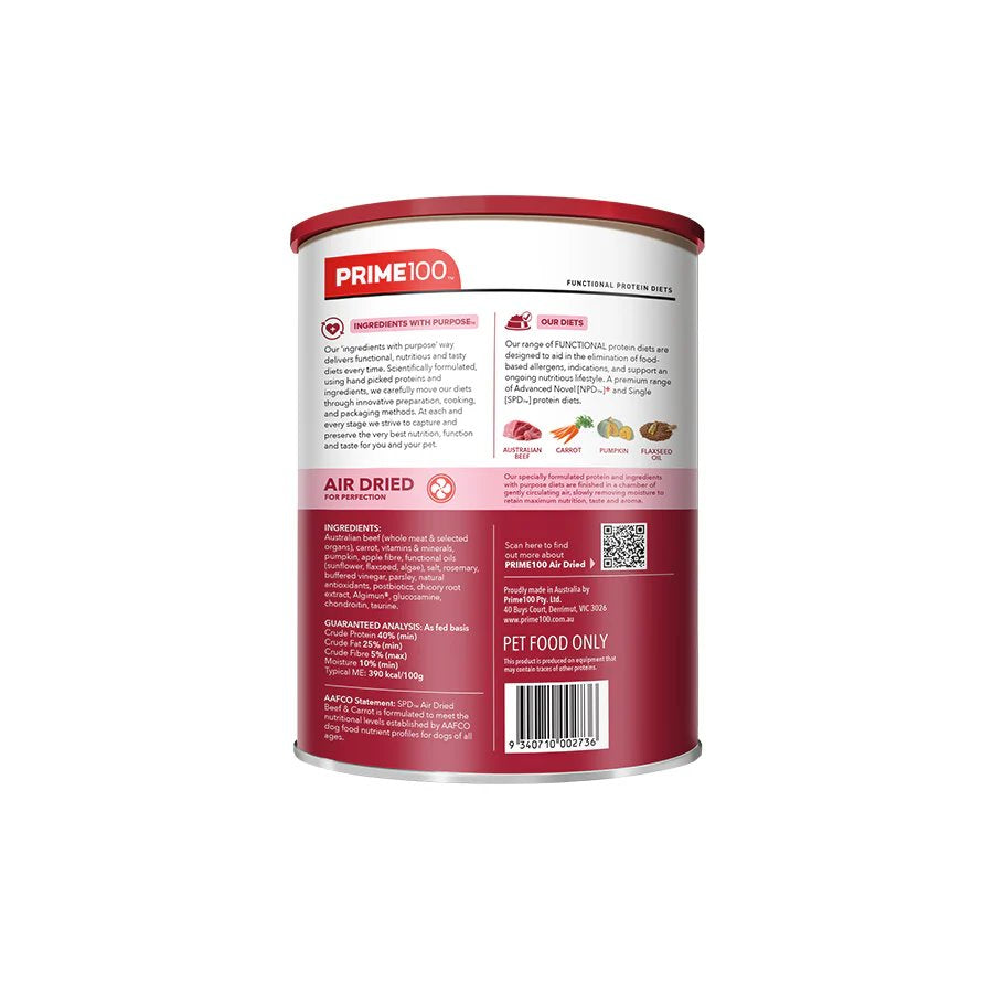 Prime100 SPD Air Dried Beef & Carrot for Adult Dogs