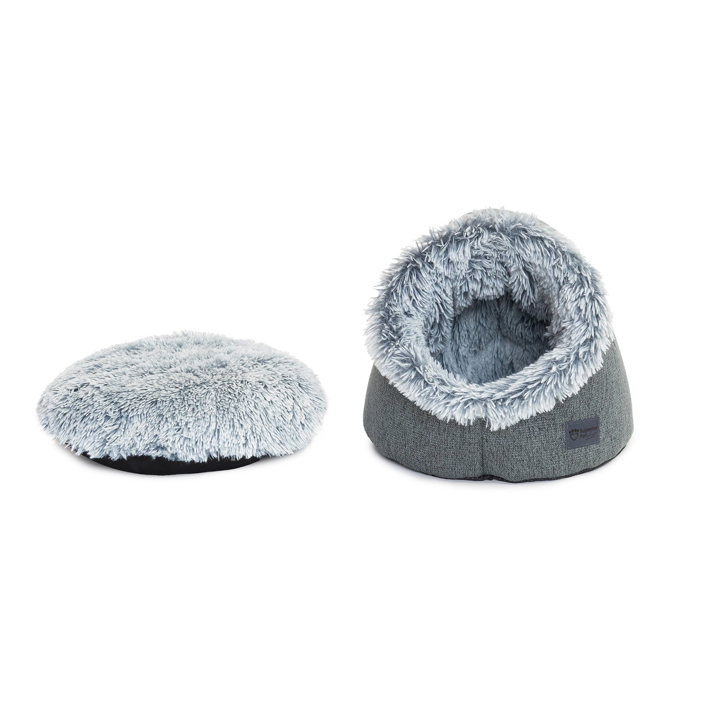 Superior Pet Goods Calming Pet Dome Dove Grey Faux Fur