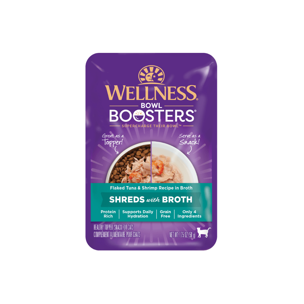 Wellness Bowl Boosters Shreds with Broth Flaked Tuna & Shrimp Recipe in Broth