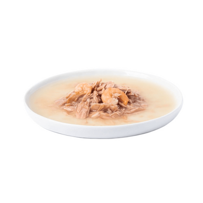 Wellness Bowl Boosters Shreds with Broth Flaked Tuna & Shrimp Recipe in Broth