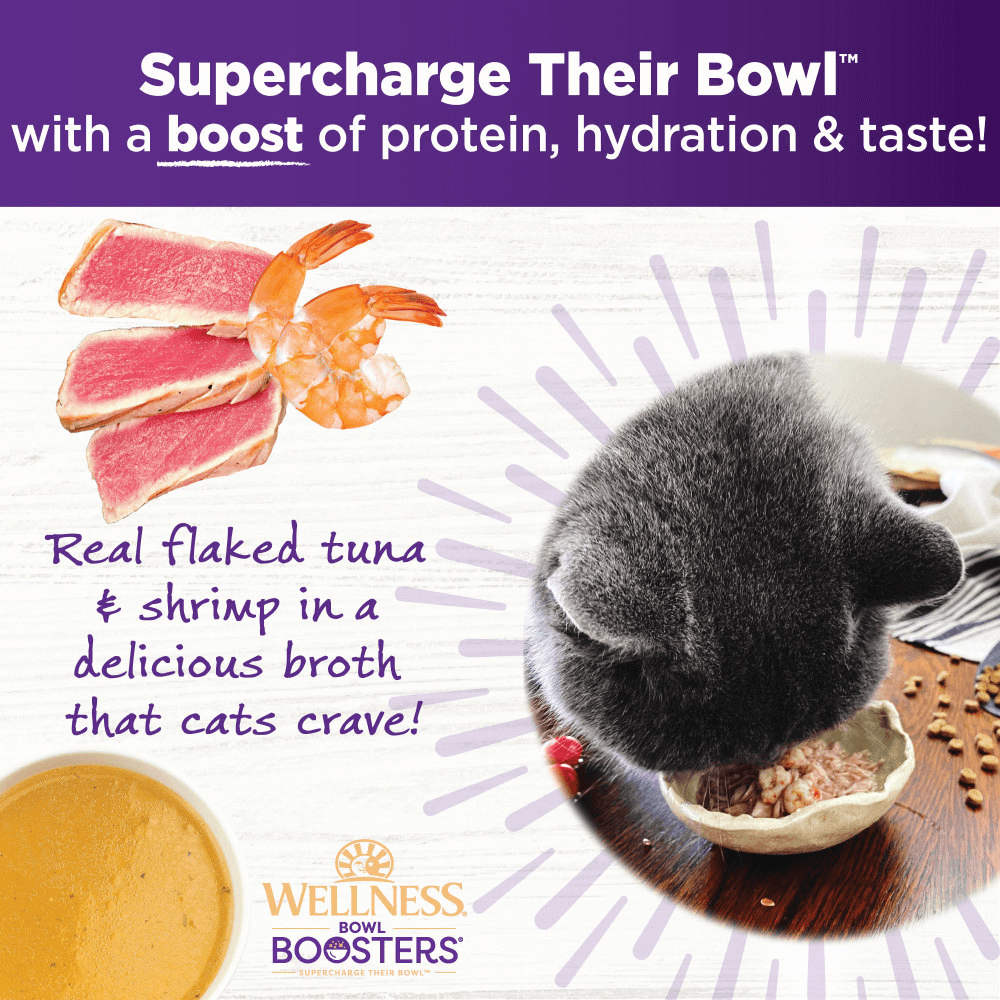 Wellness Bowl Boosters Shreds with Broth Flaked Tuna & Shrimp Recipe in Broth