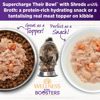 Wellness Bowl Boosters Shreds with Broth Flaked Tuna & Shrimp Recipe in Broth