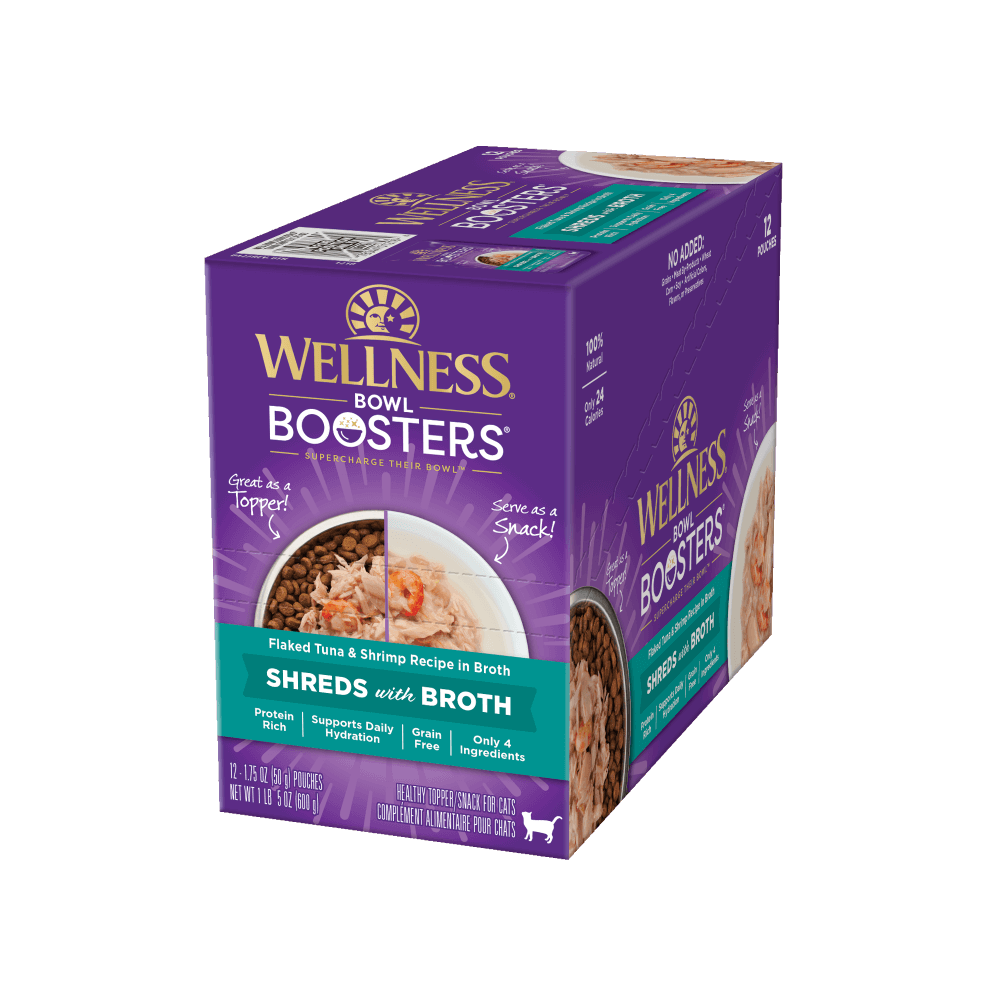 Wellness Bowl Boosters Shreds with Broth Flaked Tuna & Shrimp Recipe in Broth