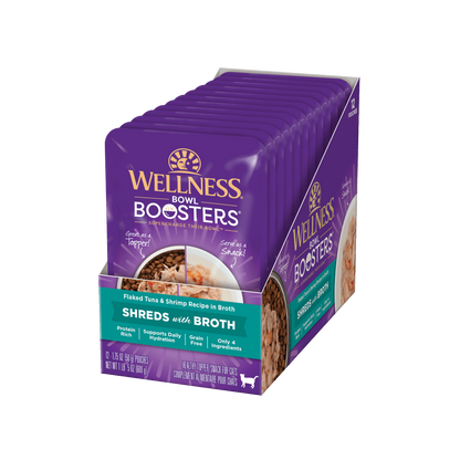 Wellness Bowl Boosters Shreds with Broth Flaked Tuna & Shrimp Recipe in Broth