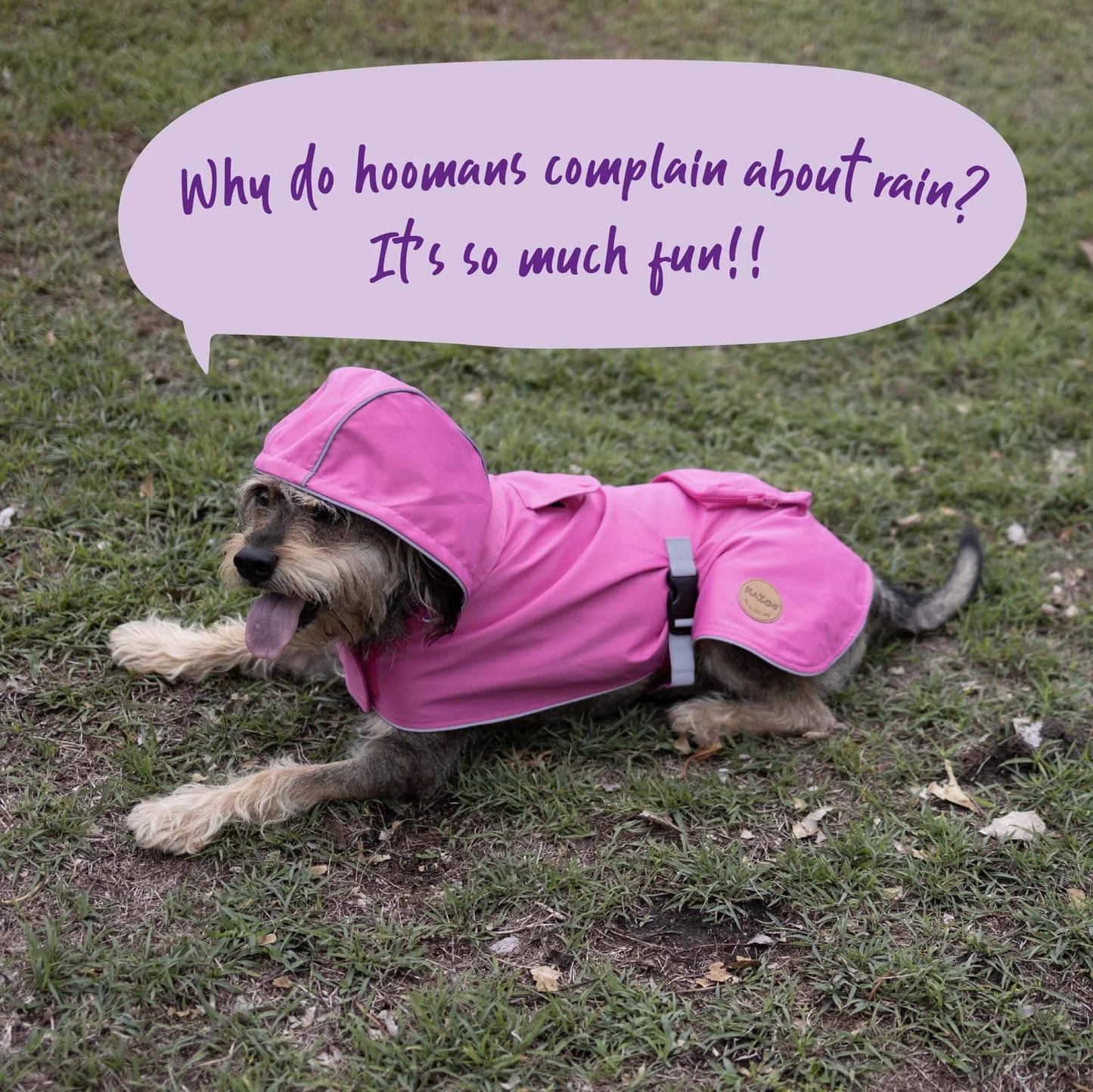 Kazoo Rainy Days Dog Raincoat Pink