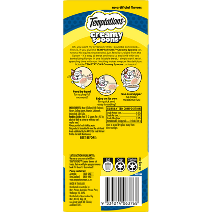 Temptations Creamy Spoons Tasty Chicken and Savoury Salmon 4x10g