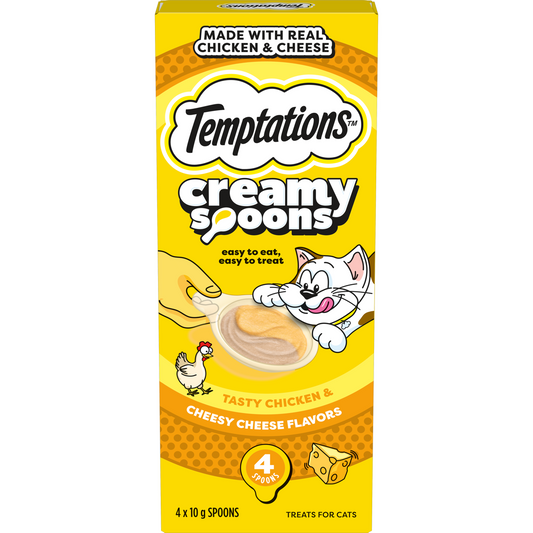 Temptations Creamy Spoons Tasty Chicken and Cheesy Cheese 4x10g