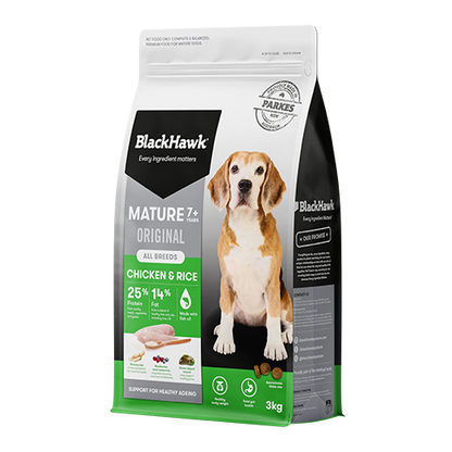 Black Hawk Original Mature 7+ All Breeds Chicken & Rice Dry Dog Food