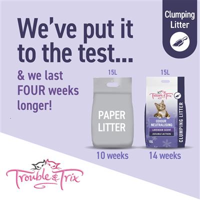 Trouble and Trix Odour Neutralising Lavender Litter 15L (WAREHOUSE PICK UP & LOCAL DELIVERY ONLY)
