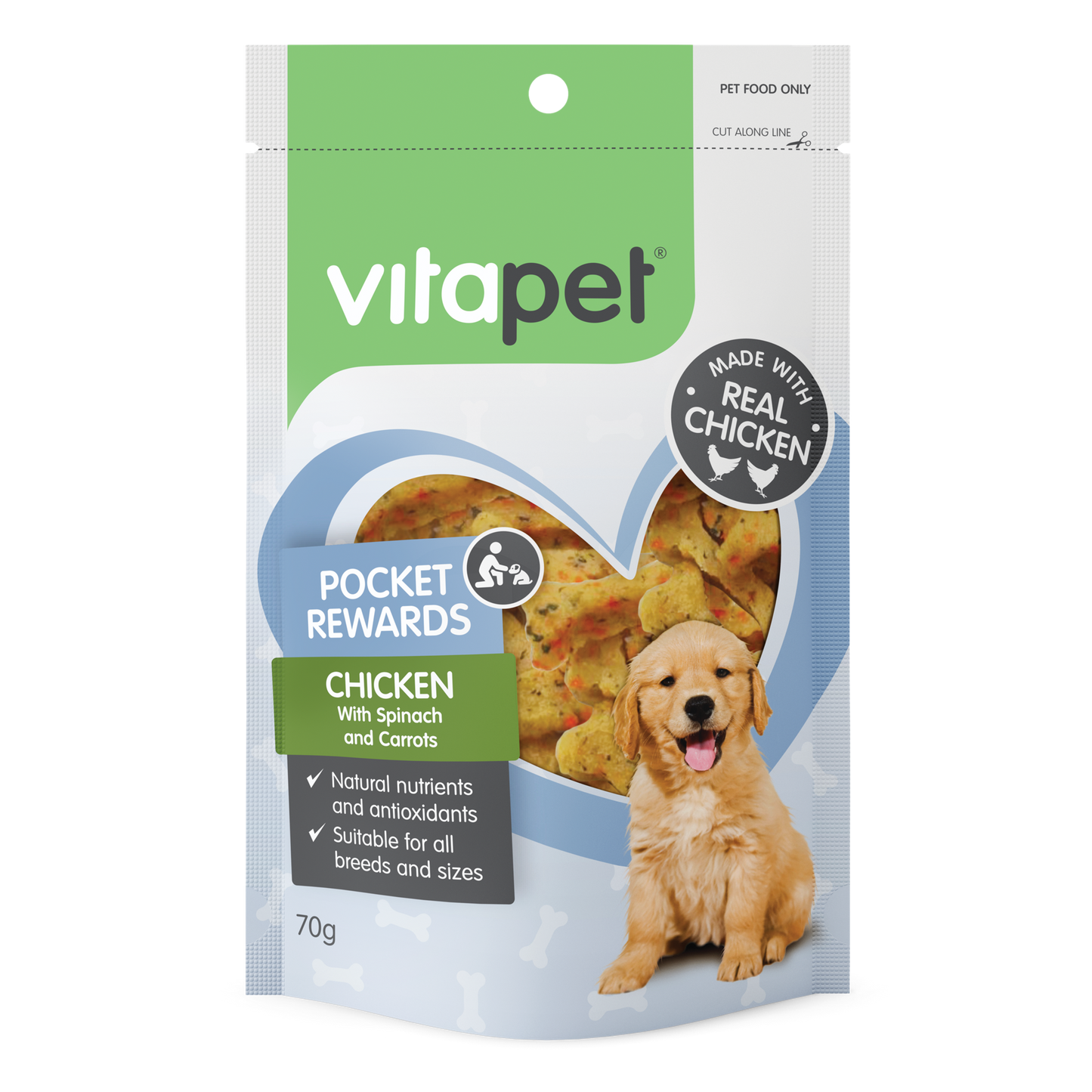 Vitapet Pocket Reward Puppy Treats Chicken With Spinach & Carrot
