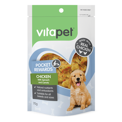Vitapet Pocket Reward Puppy Treats Chicken With Spinach & Carrot