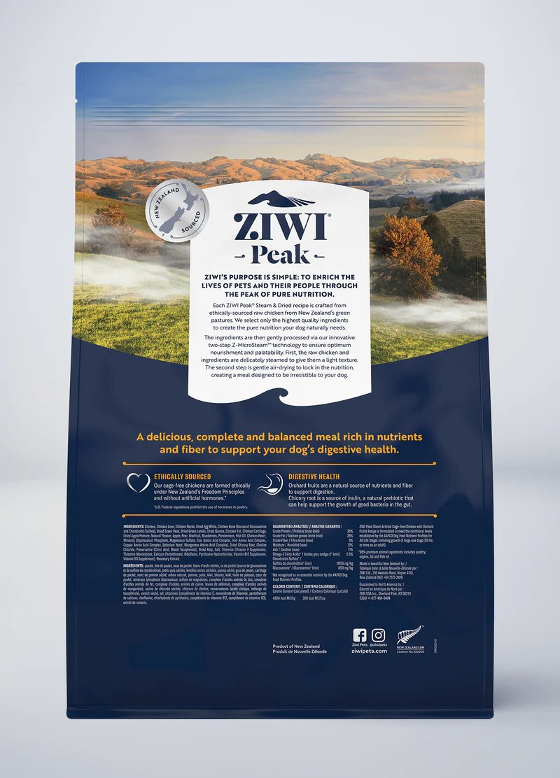 ZIWI Peak Steam & Dried Chicken with Orchard Fruits Recipe for Dogs
