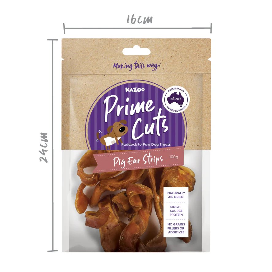 Kazoo Prime Cuts Pig Ear Strips 100g