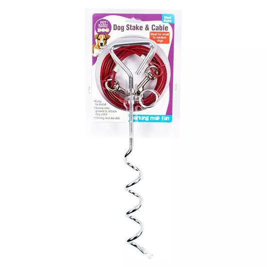 Pet Basic Original Dog Tie Out Spiral Cable & Stake 4m