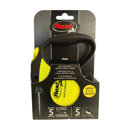 Flexi Neon Cord Lead Retractable Yellow Small 5m