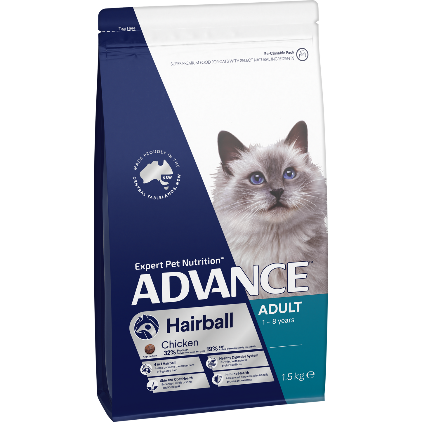 Advance Adult Hairball Chicken with Rice Dry Cat Food