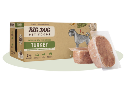 Big Dog Low Allergy Turkey Raw Dog Food (12x250g/3kg)