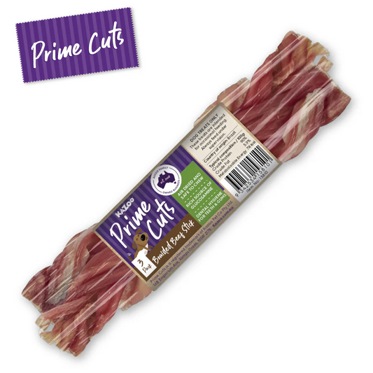 Kazoo Prime Cuts Braided Bully  Beef Stick 3pk