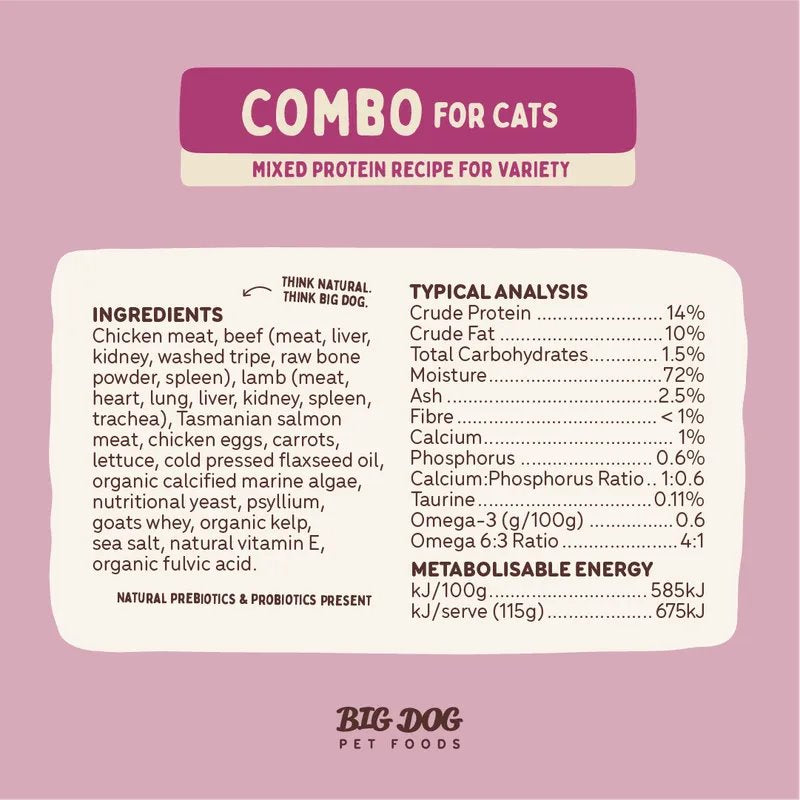 Big Dog Combo Raw Cat Food (12x115g/1.38kg)