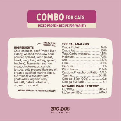 Big Dog Combo Raw Cat Food (12x115g/1.38kg)