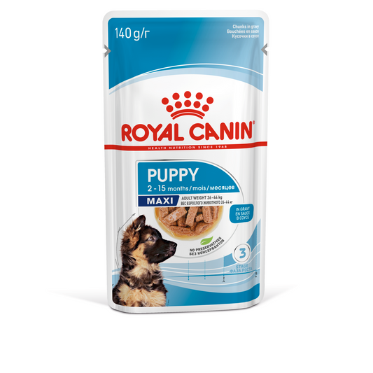 Royal Canin Maxi Puppy Wet Food Pouches Chunks in Gravy 140g x 10