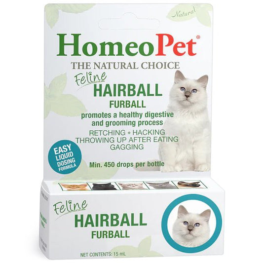 HomeoPet Feline Hairball Furball Natural Liquid Supplement 15mL