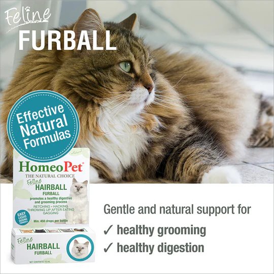 HomeoPet Feline Hairball Furball Natural Liquid Supplement 15mL