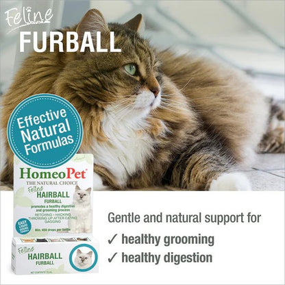 HomeoPet Feline Hairball Furball Natural Liquid Supplement 15mL