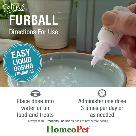HomeoPet Feline Hairball Furball Natural Liquid Supplement 15mL