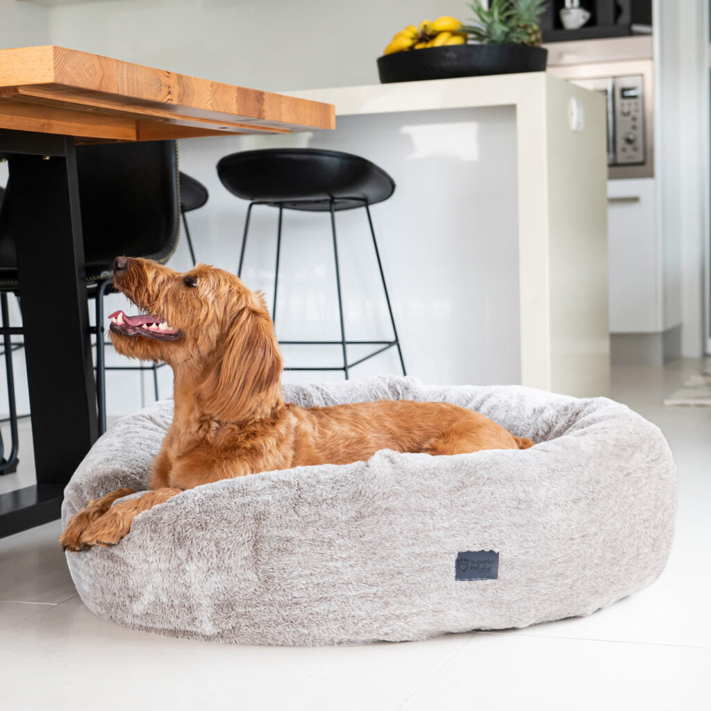Superior Pet Goods Harley Dog Bed Latte Faux Fur