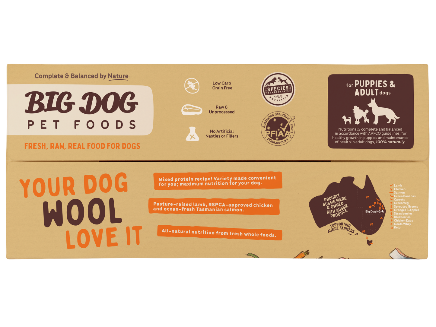 Big Dog Lamb Raw Dog Food (12x250g/3kg)