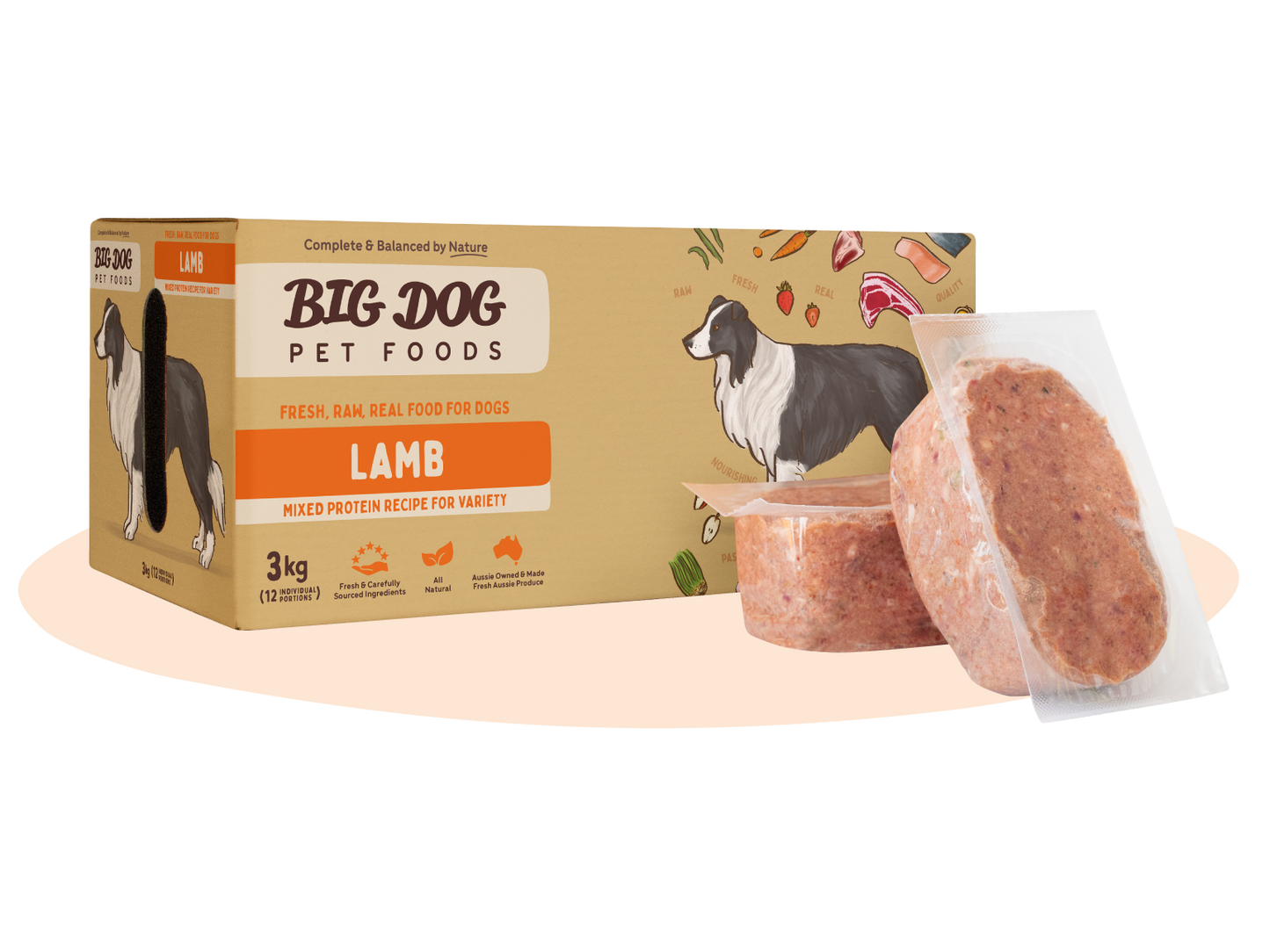 Big Dog Lamb Raw Dog Food (12x250g/3kg)