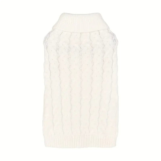 Cozy Cable-Knit Dog Sweater White