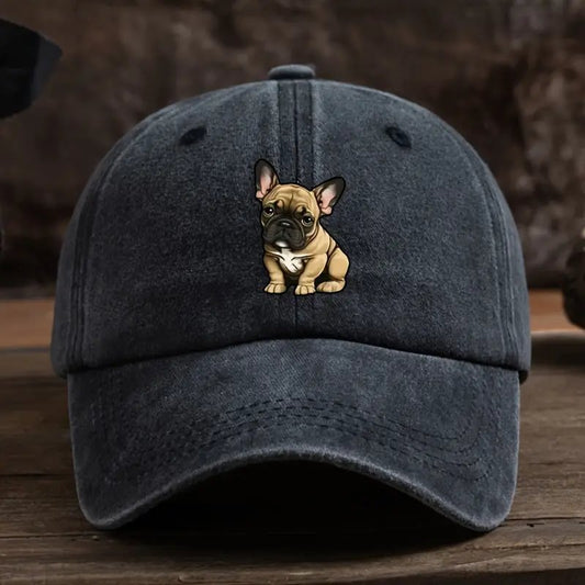 Cute French Bulldog Baseball Cap Denim Black