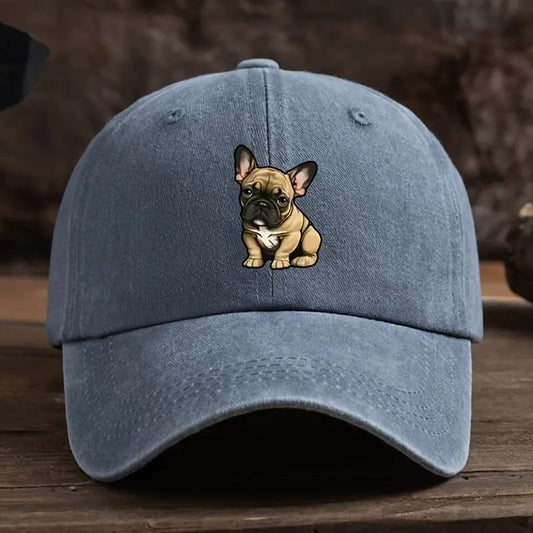 Cute French Bulldog Baseball Cap Denim Grey