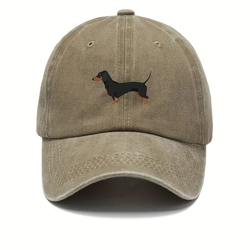 Cute Dachshund Baseball Cap Washed Khaki
