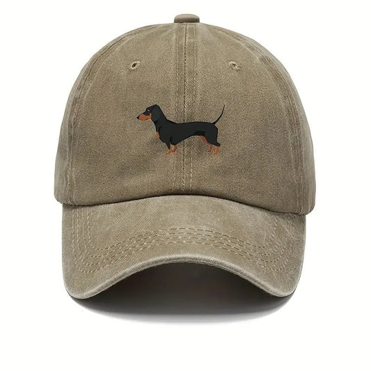 Cute Dachshund Baseball Cap Washed Khaki