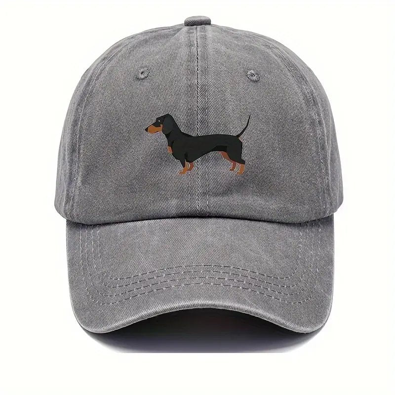 Cute Dachshund Baseball Cap Washed Grey