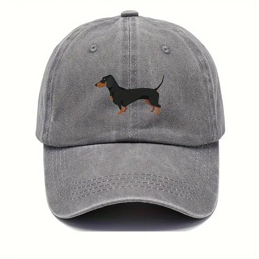 Cute Dachshund Baseball Cap Washed Grey