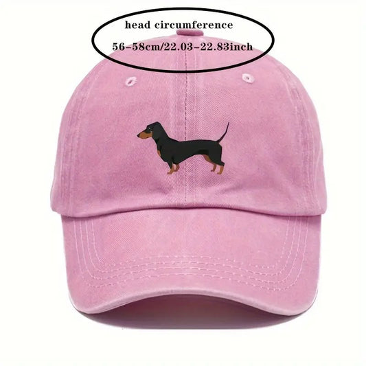 Cute Dachshund Baseball Cap Washed Pink