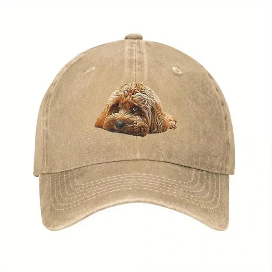 Cute Cavapoo Cavoodle Dog Baseball Cap Denim Khaki