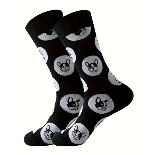 Cute Unisex French Bulldog Pattern Mid-Tube Socks