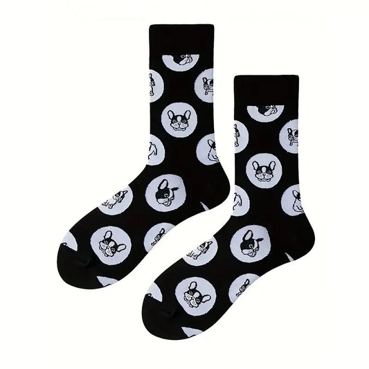 Cute Unisex French Bulldog Pattern Mid-Tube Socks