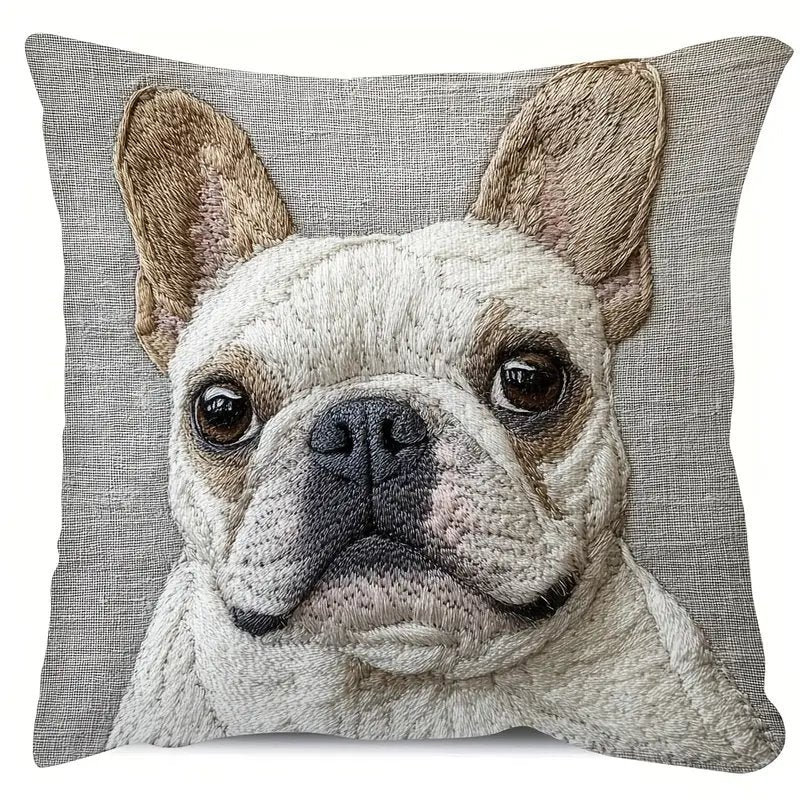Comfy Double-Sided Printed Pillow Cover White French Bulldog