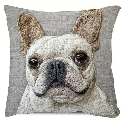 Comfy Double-Sided Printed Pillow Cover White French Bulldog