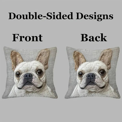 Comfy Double-Sided Printed Pillow Cover White French Bulldog