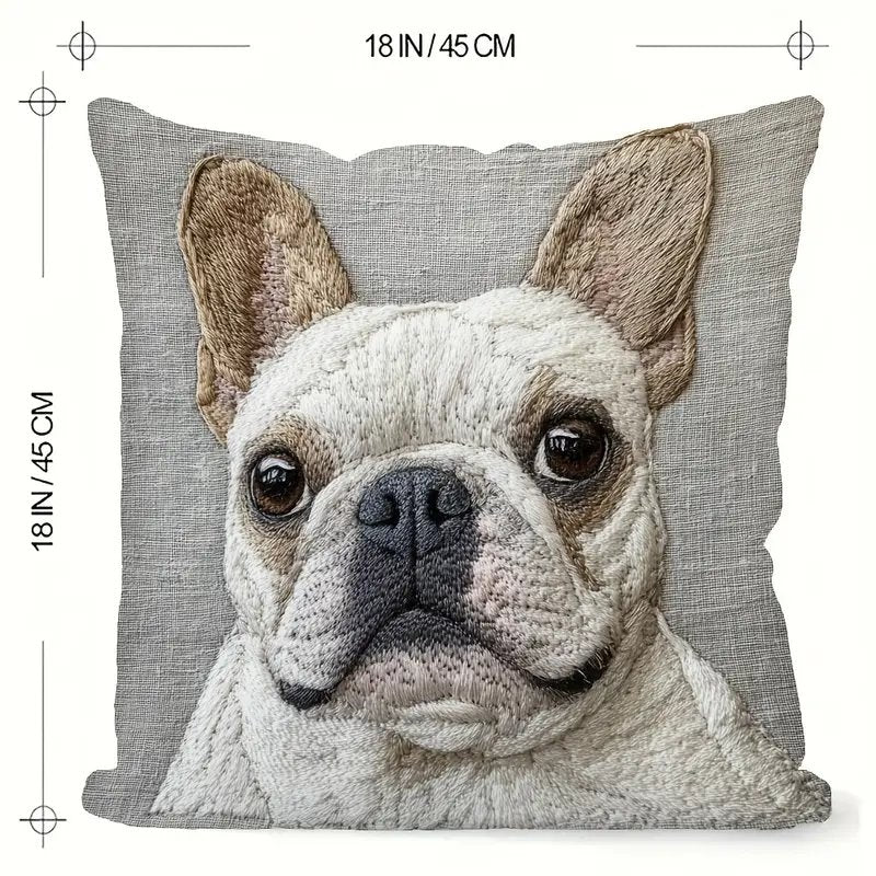 Comfy Double-Sided Printed Pillow Cover White French Bulldog